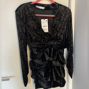 Zara Black Velvet Dress - size M